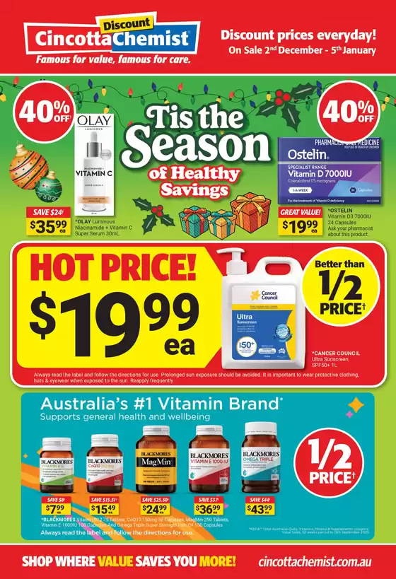 Cincotta Chemist catalogue | Cincotta Chemist Tis the Season of Healthy Savings | 2025-12-02T00:00:00.000Z - 2026-01-05T00:00:00.000Z