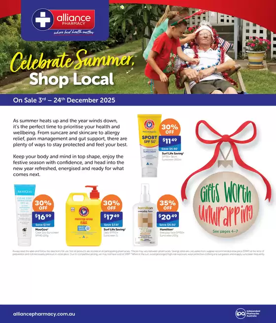 Alliance Pharmacy catalogue | Alliance Pharmacy Celebrate Summer Shop Local | 2025-12-03T00:00:00.000Z - 2025-12-24T00:00:00.000Z