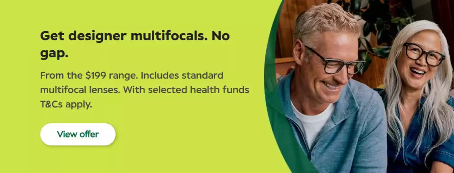 Get Designer Multifocals. No Gap.