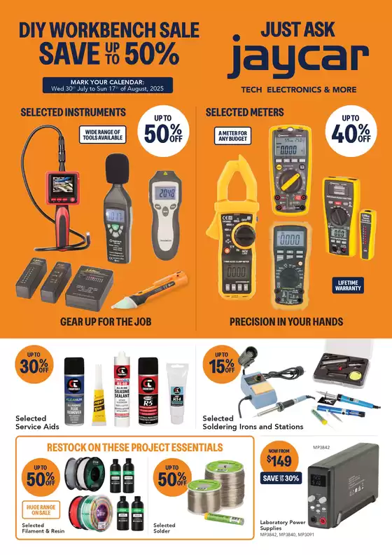Jaycar Electronics catalogue | DIY Workbench Sale | 2025-07-30T00:00:00.000Z - 2025-08-17T00:00:00.000Z