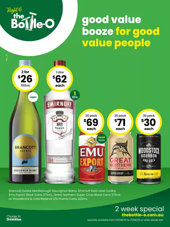 Good Value Booze, For a Good Value People. 04/08