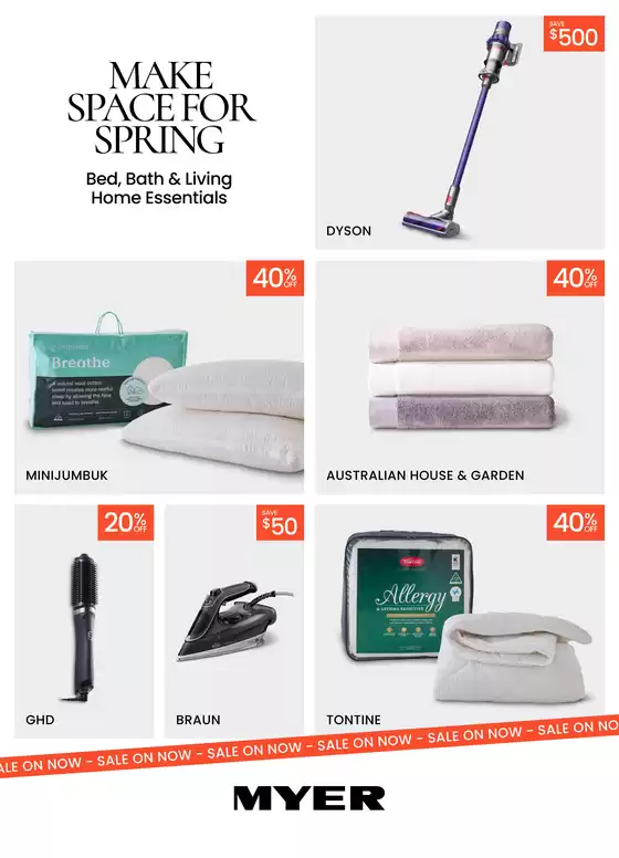Myer catalogue | MAKE SPACE FOR SPRING Bed, Bath & Living Home Essentials | 2025-08-12T00:00:00.000Z - 2025-08-31T00:00:00.000Z