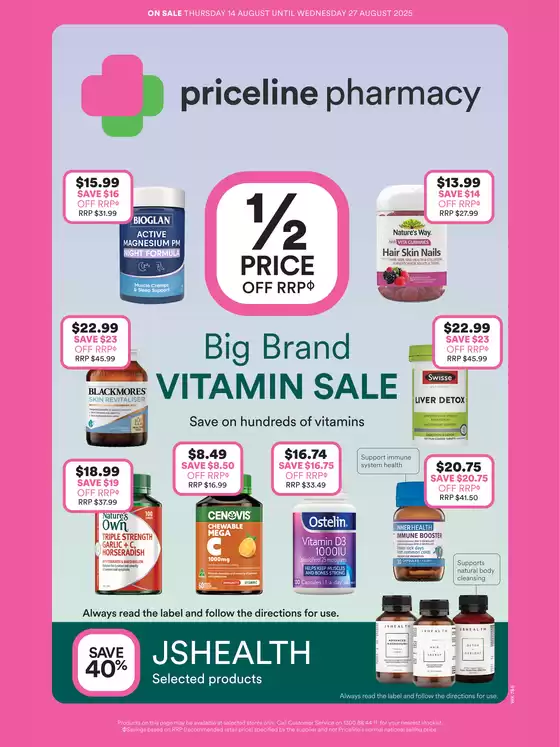 Priceline catalogue in Brisbane QLD | Big Brand Vitamin Sale | 2025-08-14T00:00:00.000Z - 2025-08-27T00:00:00.000Z