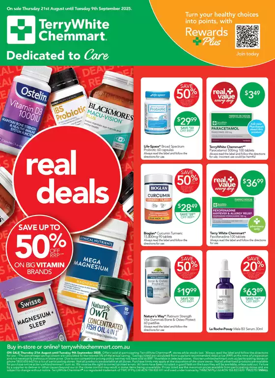 TerryWhite Chemmart catalogue | Real Deals | 2025-08-21T00:00:00.000Z - 2025-09-09T00:00:00.000Z