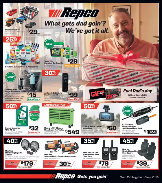 What Gets Dad Goin' ? We've Got It All.