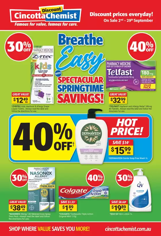 Cincotta Chemist catalogue | Breathe Easy | 2025-09-02T00:00:00.000Z - 2025-09-29T00:00:00.000Z