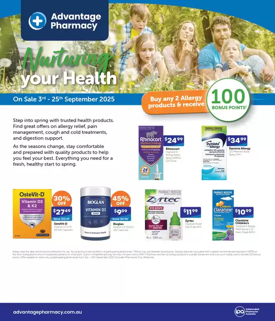 Advantage Pharmacy catalogue in Perth WA | Nurturing Your Health | 2025-09-03T00:00:00.000Z - 2025-09-25T00:00:00.000Z