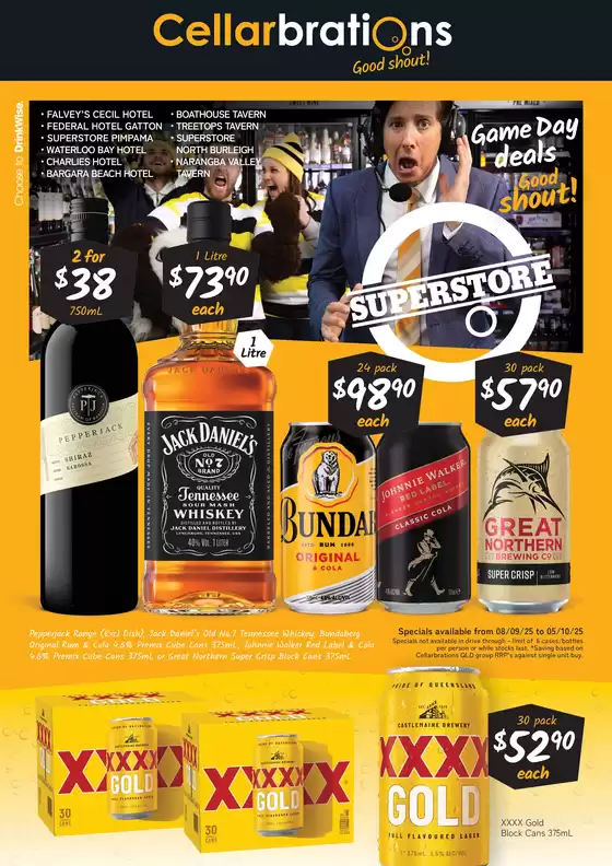 Cellarbrations catalogue in Glendale QLD | Game Day deals, Good Shout! QLD SS 08/09 | 2025-09-08T00:00:00.000Z - 2025-10-05T00:00:00.000Z