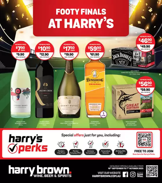 Harry Brown catalogue | Footy Finals at Harry's | 2025-09-10T00:00:00.000Z - 2025-10-07T00:00:00.000Z