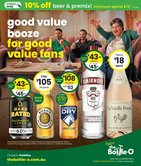 Good Value Booze, For Good Value Fans. 15/09