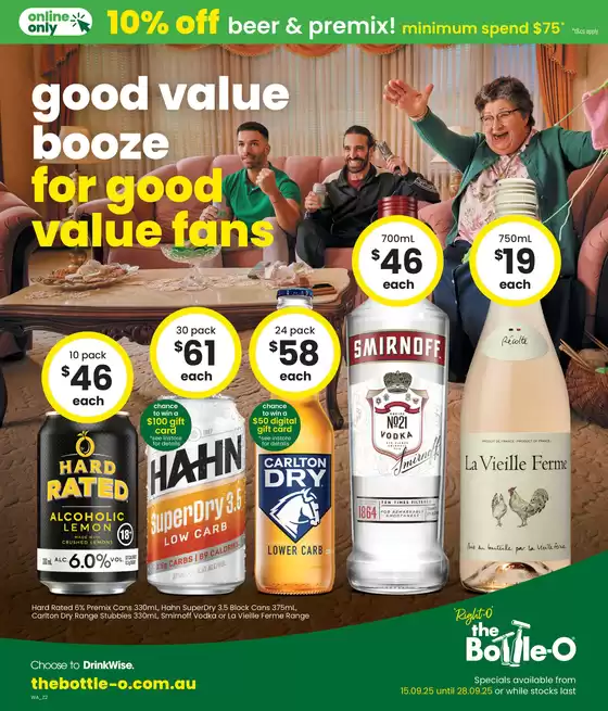 Good Value Booze, For Good Value Fans. 15/09