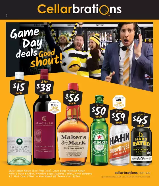 Cellarbrations catalogue in Wallan VIC | Game Day Deals, Good Shout 22/09 | 2025-09-22T00:00:00.000Z - 2025-10-05T00:00:00.000Z
