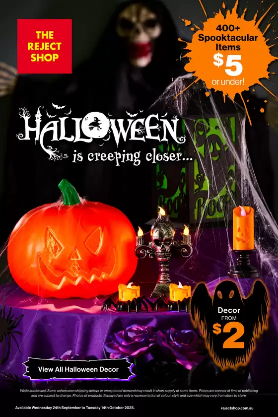 The Reject Shop catalogue in Kilmore VIC | Halloween is creeping closer… | 2025-09-24T00:00:00.000Z - 2025-10-14T00:00:00.000Z