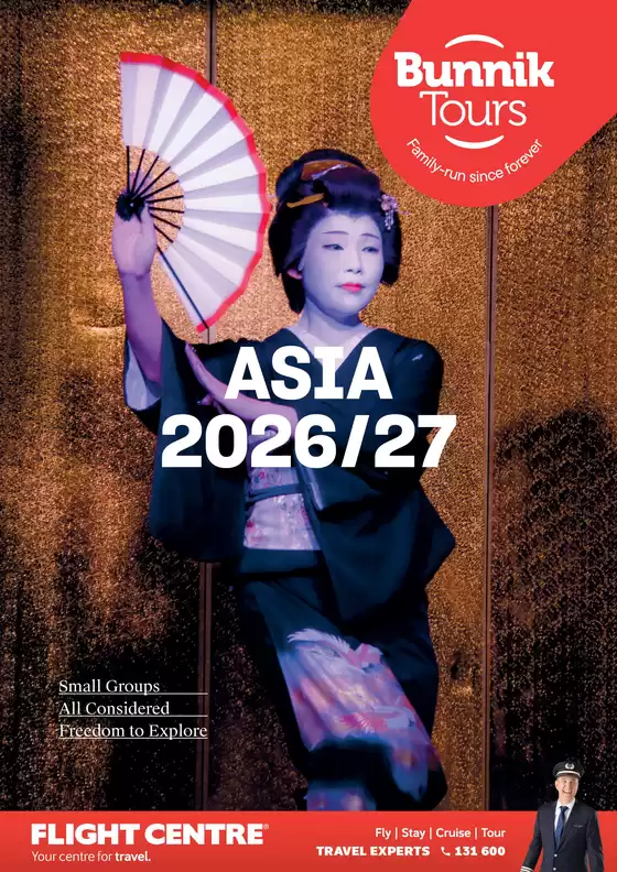 Flight Centre catalogue in Gisborne VIC | Bunnik Tours Asia 2026-2027 | 2025-09-18T00:00:00.000Z - 2027-12-31T00:00:00.000Z