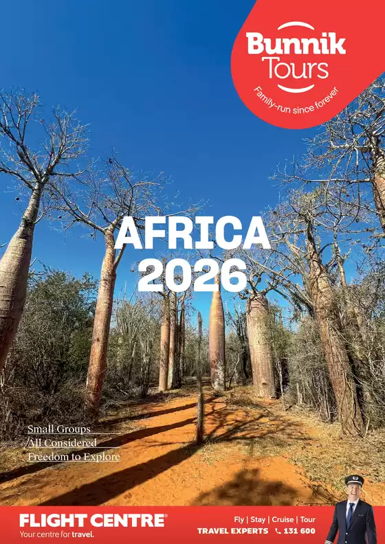 Flight Centre catalogue in Gisborne VIC | Bunnik Tours Africa 2026 | 2025-09-18T00:00:00.000Z - 2026-12-31T00:00:00.000Z