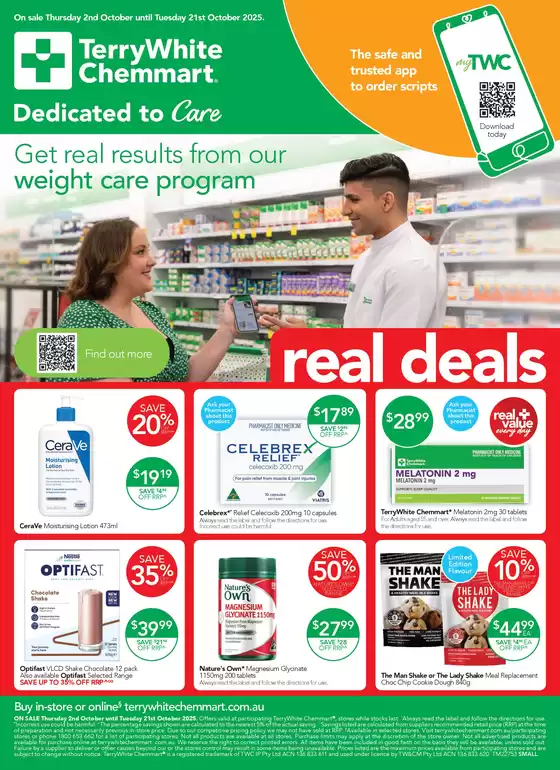 TerryWhite Chemmart catalogue in Binningup WA | Real Deals | 2025-10-02T00:00:00.000Z - 2025-10-21T00:00:00.000Z