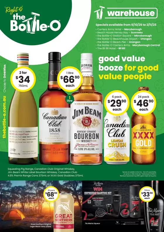 The Bottle-O catalogue in Sydney NSW | Good Value Booze, For Good Value People. QLD 06/10 | 2025-10-06T00:00:00.000Z - 2025-11-02T00:00:00.000Z