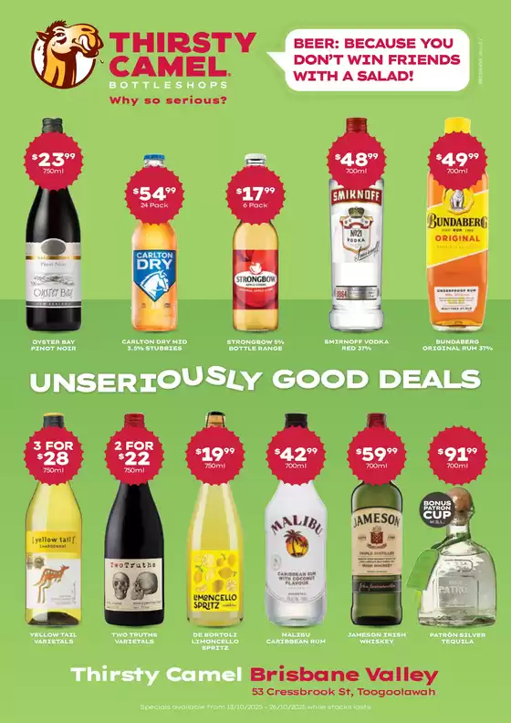 Thirsty Camel catalogue in Elmore VIC | Beer: Because you won’t win Friends with a Salad! | 2025-10-13T00:00:00.000Z - 2025-10-26T00:00:00.000Z