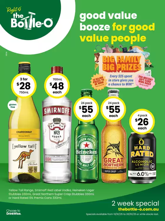 The Bottle-O catalogue in Singleton NSW | Good Value Booze, For Good Value People. 13/10 | 2025-10-13T00:00:00.000Z - 2025-10-26T00:00:00.000Z