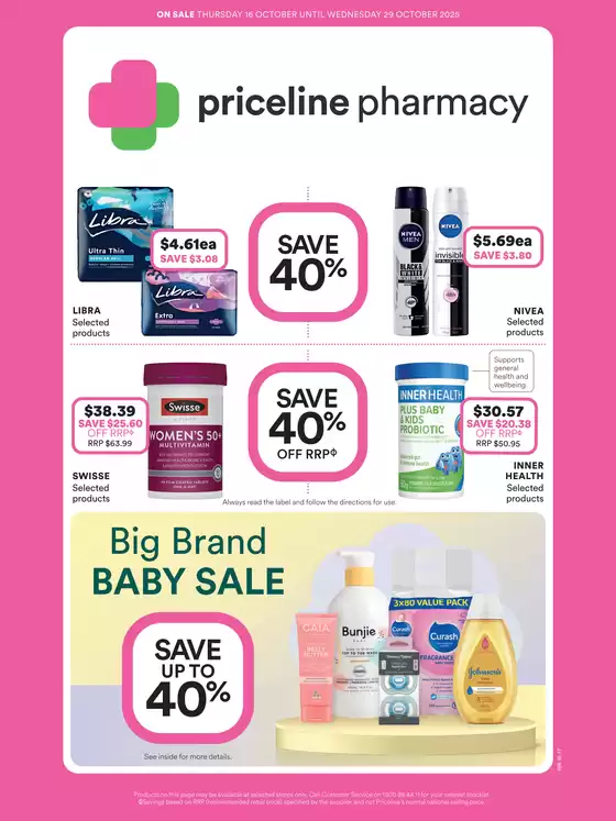 Priceline Pharmacy catalogue in Blayney NSW | Big Brand Baby Sale | 2025-10-16T00:00:00.000Z - 2025-10-29T00:00:00.000Z