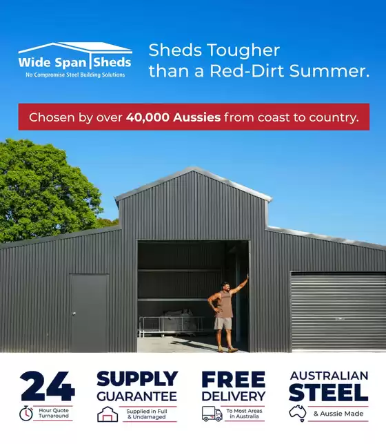 Wide Span Sheds catalogue in Perth WA | Sheds Tougher than a Red-Dirt Summer | 2025-10-13T00:00:00.000Z - 2025-10-31T00:00:00.000Z