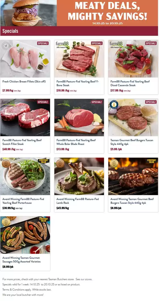 Tasman Butchers catalogue in Brisbane QLD | Meaty Deals, Mighty Savings! | 2025-10-14T00:00:00.000Z - 2025-10-20T00:00:00.000Z