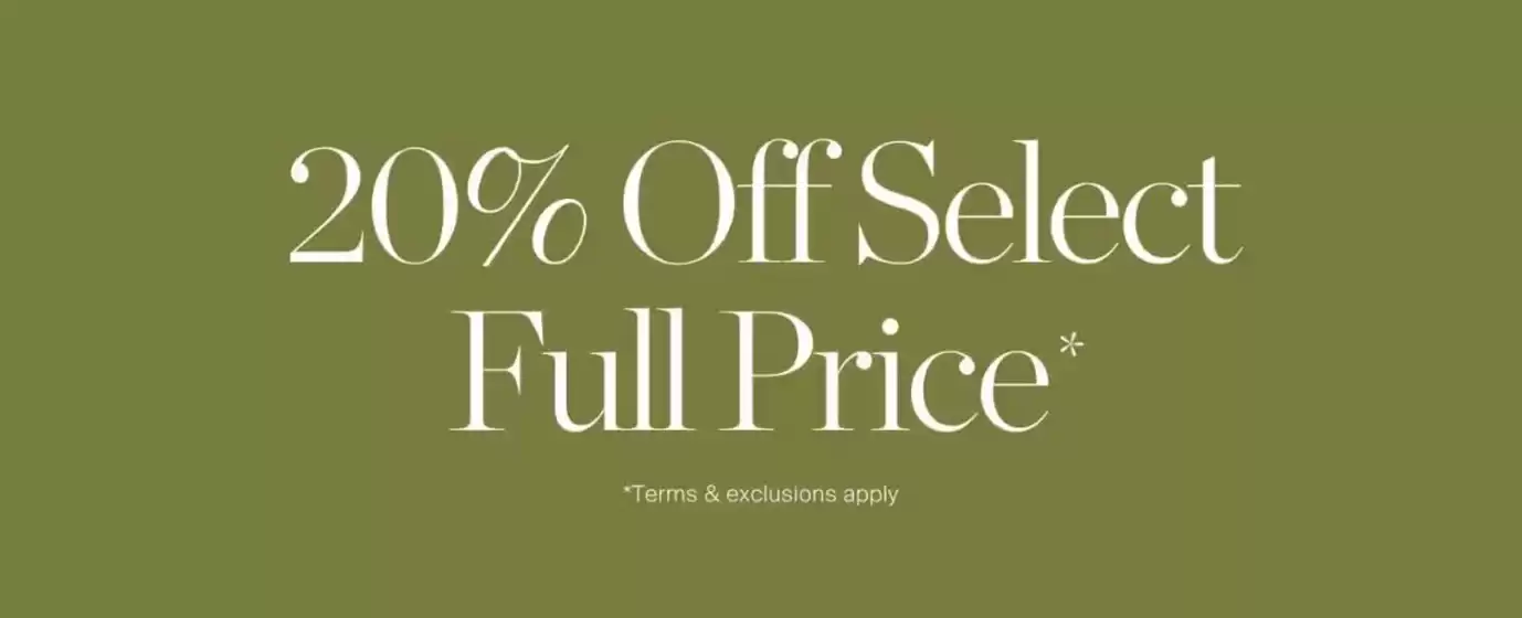 20% Off Select Full Price