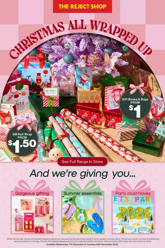 The Reject Shop catalogue in Kilmore VIC | Christmas all wrapped up | 2025-12-17T00:00:00.000Z - 2025-12-30T00:00:00.000Z
