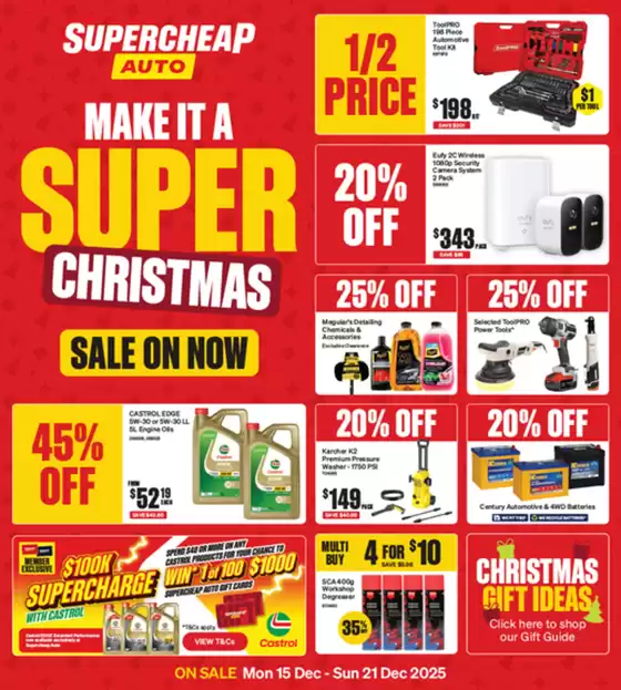 Supercheap Auto catalogue in Melbourne VIC | Make It A Super Christmas | 2025-12-15T00:00:00.000Z - 2025-12-21T00:00:00.000Z