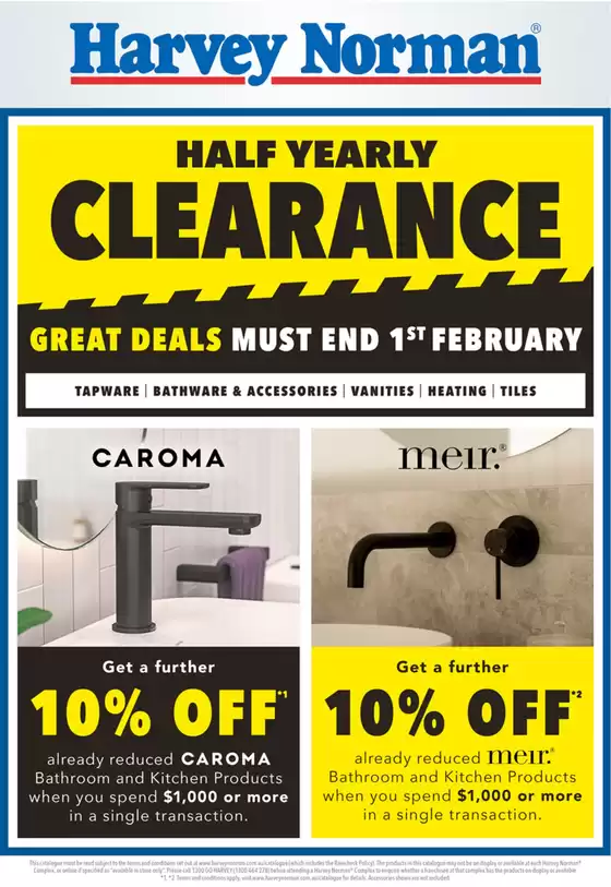 Harvey Norman catalogue | Bathroom Clearance | 2025-12-25T00:00:00.000Z - 2026-02-02T00:00:00.000Z