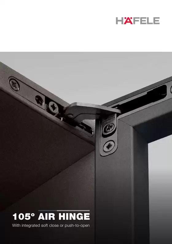 Hafele catalogue | 105º Air Hinge | 2025-12-26T00:00:00.000Z - 2026-02-28T00:00:00.000Z