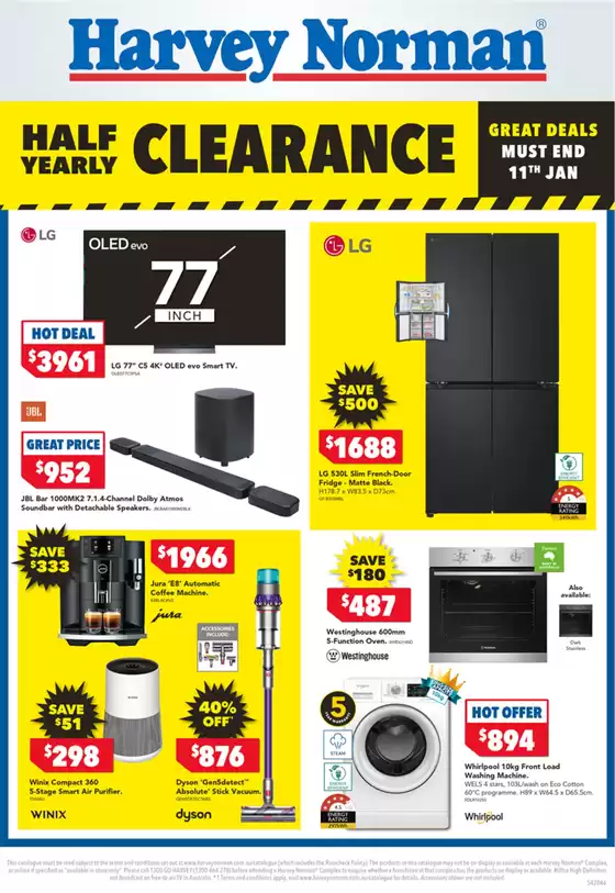 Harvey Norman catalogue | Electricals Appliance Clearance | 2026-01-01T00:00:00.000Z - 2026-01-11T00:00:00.000Z