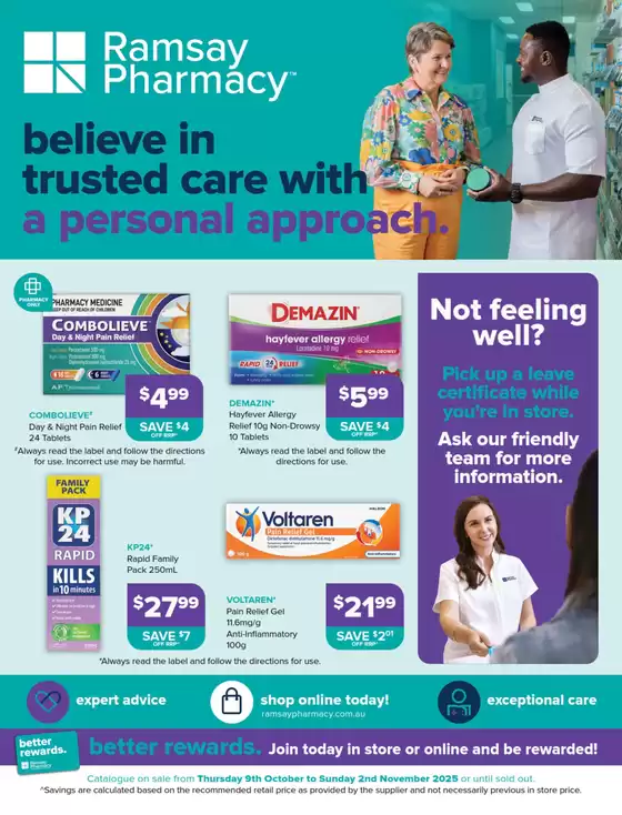 Ramsay Pharmacy catalogue | Believe In Trusted Care | 2025-10-20T00:00:00.000Z - 2025-11-02T00:00:00.000Z