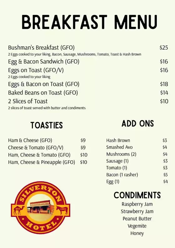 Silverton Hotel catalogue | Menu | 2026-01-05T00:00:00.000Z - 2026-12-31T00:00:00.000Z