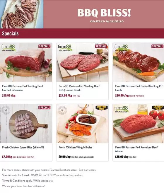 Tasman Butchers catalogue | BBQ BLISS! | 2026-01-06T00:00:00.000Z - 2026-01-12T00:00:00.000Z