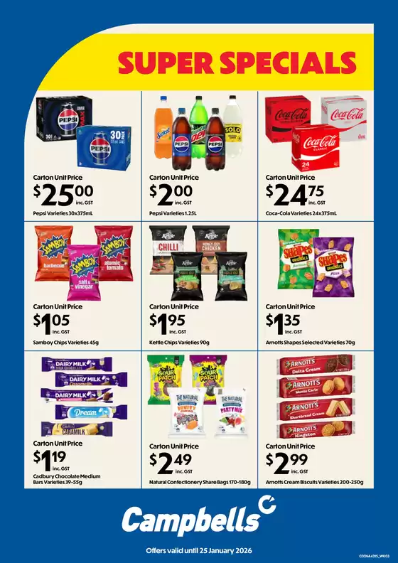 Campbells catalogue in Sydney NSW | Super Specials | 2026-01-12T00:00:00.000Z - 2026-01-25T00:00:00.000Z