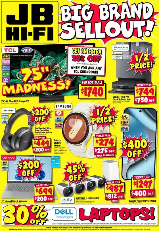 JB Hi Fi catalogue | Big Brand Sellout! | 2026-01-15T00:00:00.000Z - 2026-01-21T00:00:00.000Z