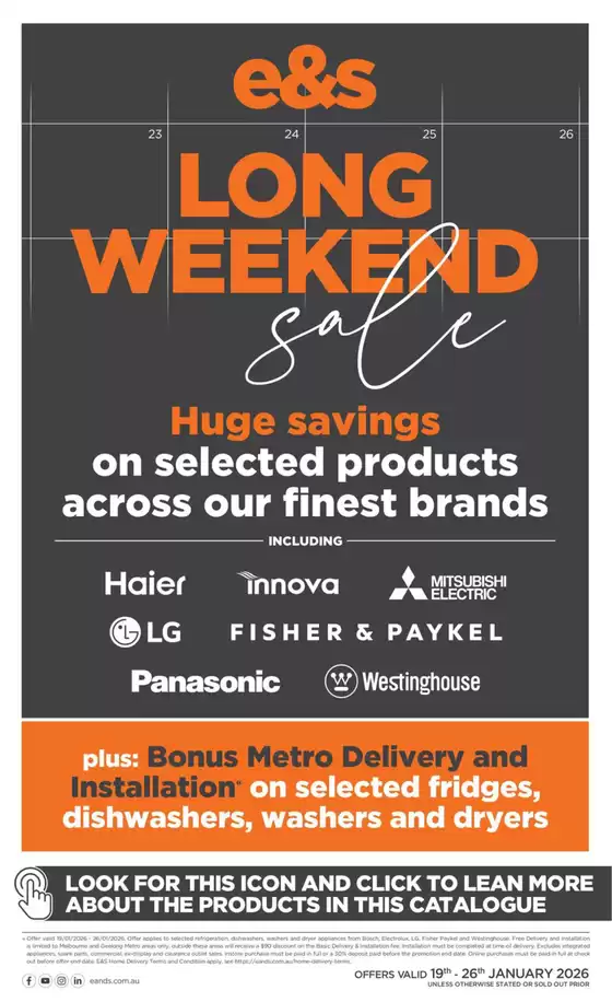E&S catalogue | Long Weekend Sale Catalogue | 2026-01-21T00:00:00.000Z - 2026-01-26T00:00:00.000Z