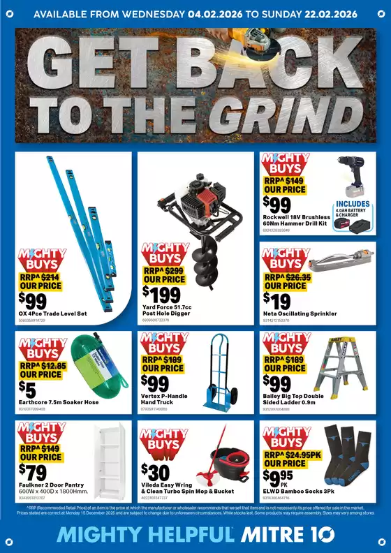 Mitre 10 catalogue in Adelaide SA | Get Back To The Grind | 2026-02-04T00:00:00.000Z - 2026-02-22T00:00:00.000Z