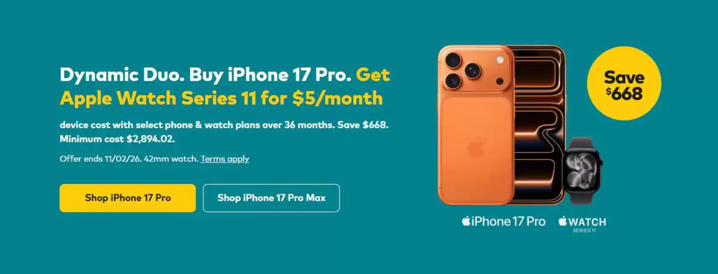 Optus catalogue | iPhone 17 Pro Deal | 2026-02-06T00:00:00.000Z - 2026-02-11T00:00:00.000Z