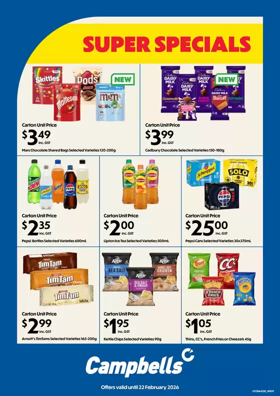 Campbells catalogue in Sydney NSW | Super Specials | 2026-02-09T00:00:00.000Z - 2026-02-22T00:00:00.000Z
