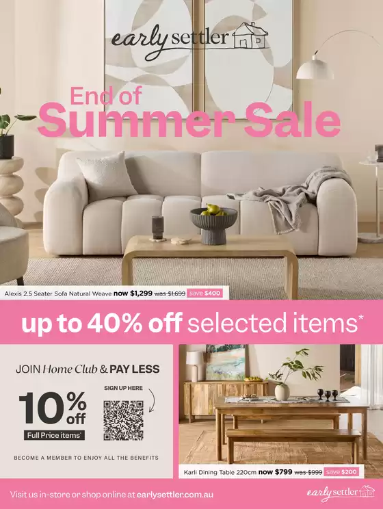 Early Settler catalogue | End of Summer Sale | 2026-02-23T00:00:00.000Z - 2026-03-22T00:00:00.000Z