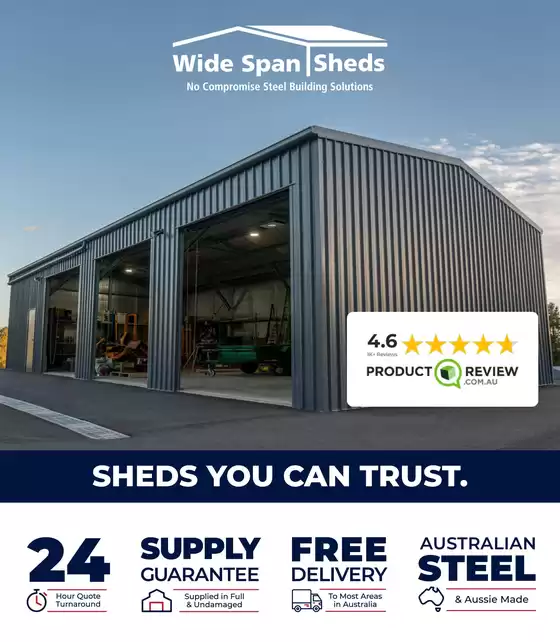 Wide Span Sheds catalogue in Adelaide SA | Sheds You Can Trust | 2026-03-02T00:00:00.000Z - 2026-04-30T00:00:00.000Z