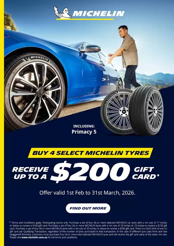 Tyrepower catalogue in Adelaide SA | Michelin 200 Gift Card Promotion | 2026-03-04T00:00:00.000Z - 2026-03-31T00:00:00.000Z