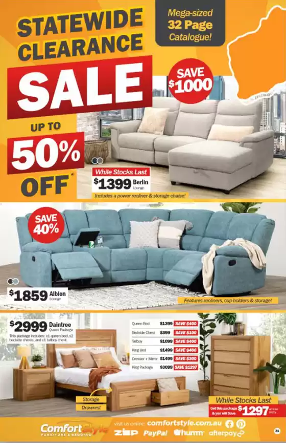 ComfortStyle Furniture & Bedding catalogue in Adelaide SA | Statewide Clearance  | 2026-03-10T00:00:00.000Z - 2026-04-05T00:00:00.000Z