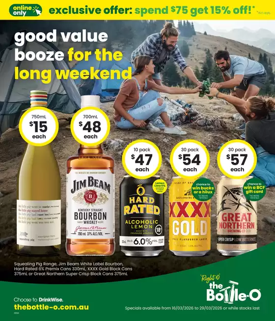 The Bottle-O catalogue in Hobart TAS | Good Value Booze, For The Long Weekend. 16/03 | 2026-03-16T00:00:00.000Z - 2026-03-29T00:00:00.000Z