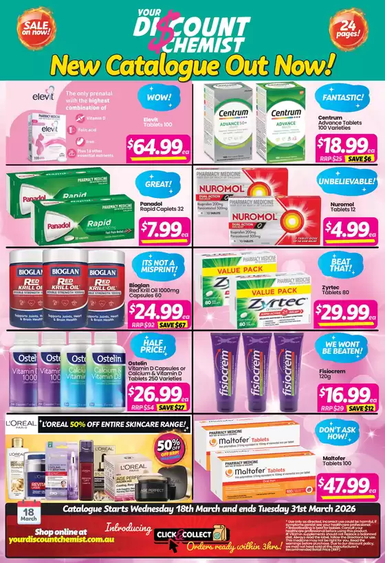 Your Discount Chemist catalogue in Maroondah VIC | Sale On Now | 2026-03-17T00:00:00.000Z - 2026-03-31T00:00:00.000Z