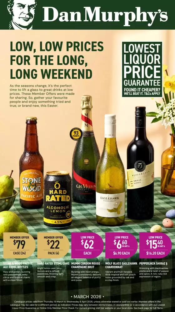 Dan Murphy's catalogue in Perth WA | Low, Low Prices For the Long, Long Weekend | 2026-03-19T00:00:00.000Z - 2026-04-08T00:00:00.000Z