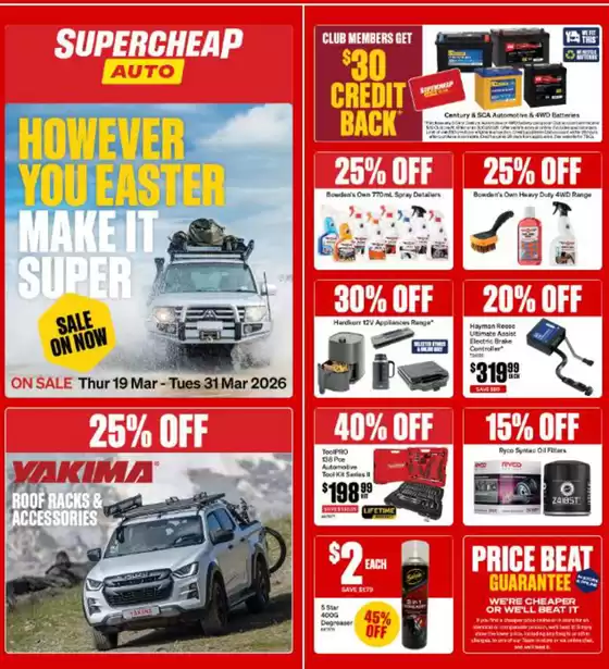 Supercheap Auto catalogue in Sydney NSW | However You Easter, Make It Super | 2026-03-24T00:00:00.000Z - 2026-03-31T00:00:00.000Z