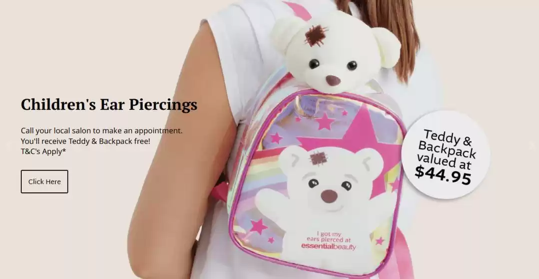 Essential Beauty & Piercing catalogue in Sydney NSW | Children's Ear Piercing Deal | 2026-03-24T00:00:00.000Z - 2026-04-07T00:00:00.000Z